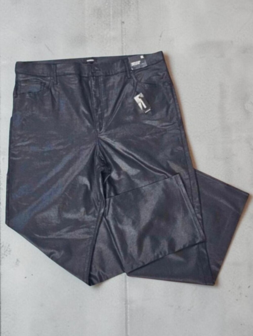 EXPRESS | MODERN STRAIGHT SUPER HIGH-RISE SHINED BLACK JEANS NWT!